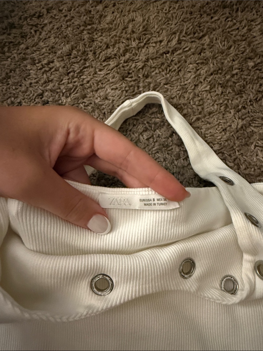 Zara Cream Ribbed Halter Tank - Picture 2 of 3